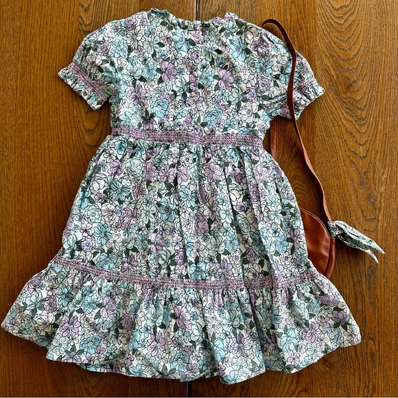 Rachel Zoe Spring Summer Purple White Sweet Floral Dress with Matching Bag - Picture 2 of 2